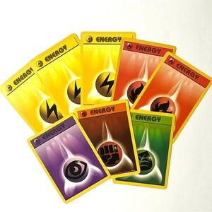 Set of 8 Base Set Unlimited Enerygy Pokemon Cards LP Vintage